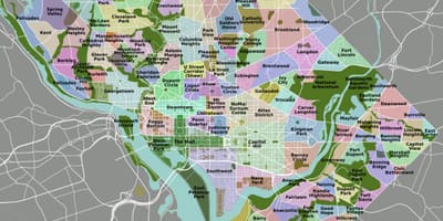 Kat jeyografik nan dc ak nan zòn ki antoure